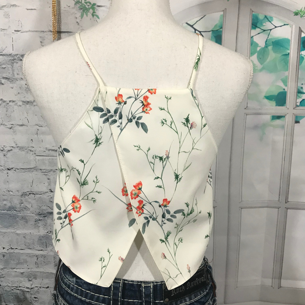 Zara Floral Crop Top Blouse Sz S (C01) - Picture 2 of 8